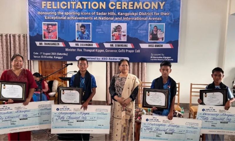 Deputy CM Nemcha Kipgen honours young Kangpokpi athletes, highlights sports importance in nation-building
