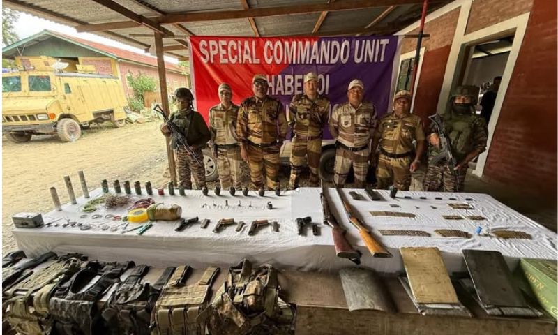 Manipur security forces recover arms and suspected IED in Imphal districts