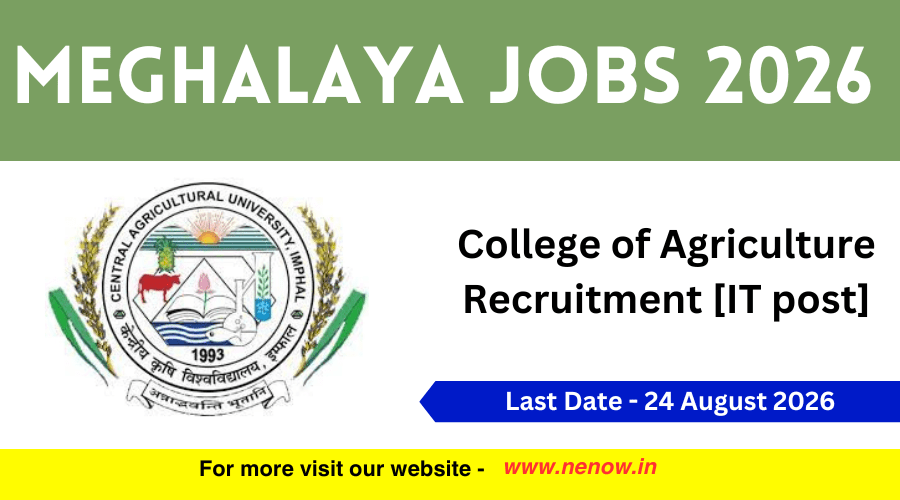 Meghalaya College of Agriculture recruits computer operator/IT expert in 2026