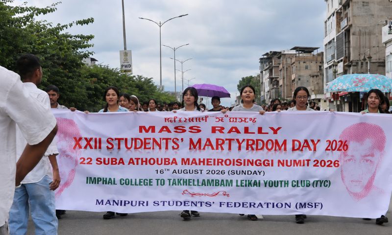 Students and citizens hold silent rally on Pebam Chittaranjan’s 22nd death anniversary in Manipur